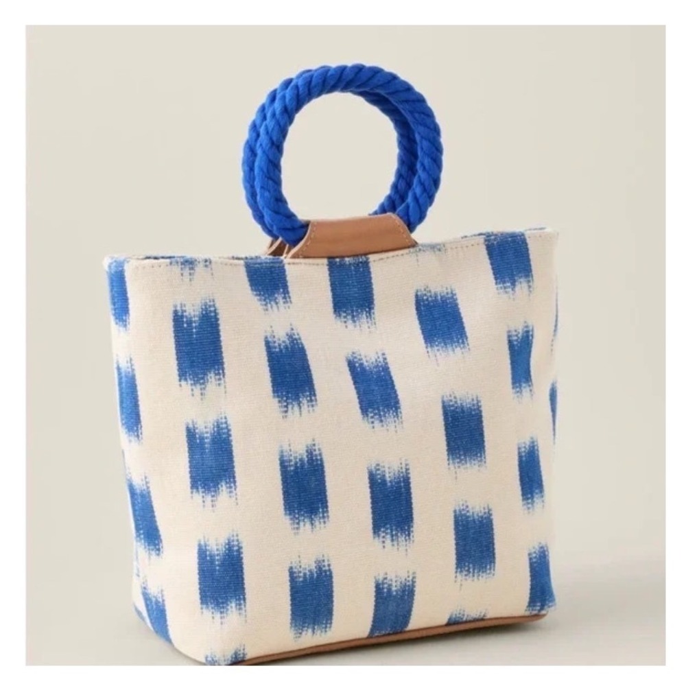 Mercado Global Dalia Ikat Tote Bag Crossbody Purse Womens Coastal Nautical Beach - Picture 2 of 14